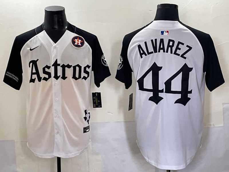 Men 2025 Houston Astros #44 Alvarez White Black Five generations Joint Name Nike MLB Jersey style 12